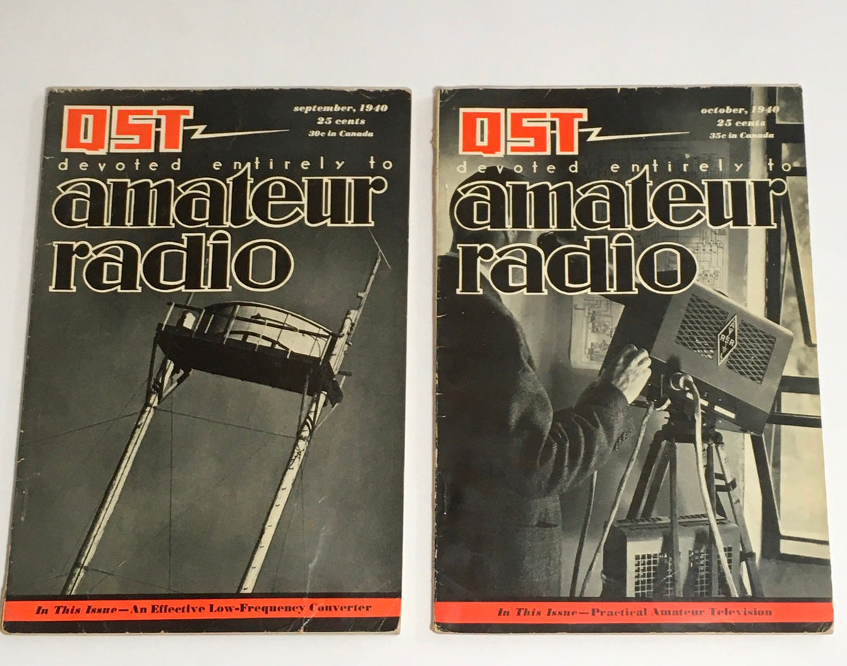 January to December 1940 QST Magazines showcasing content on amateur radio, Volume XIX, highlighting the September and October issues.