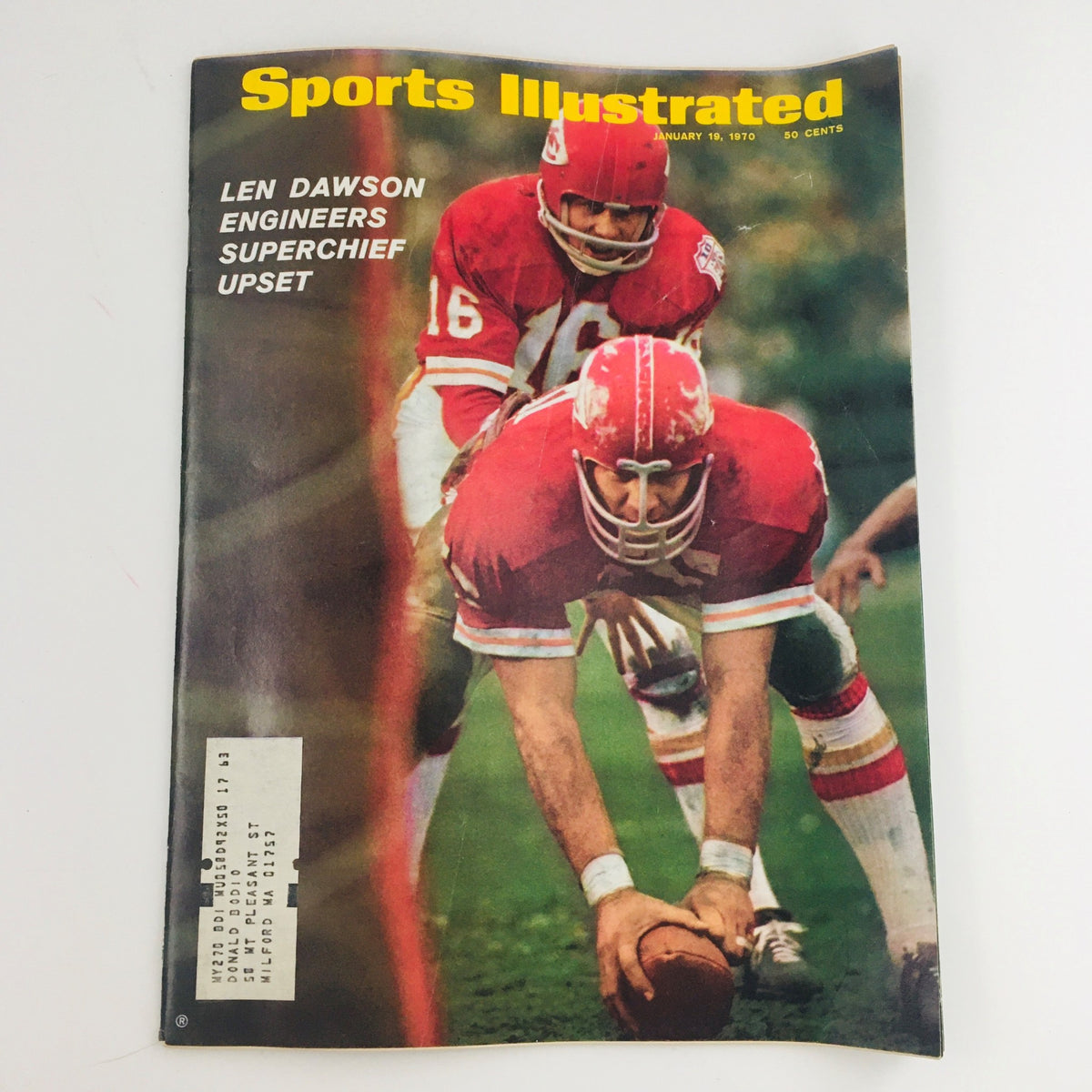 Sports Illustrated Magazine from January 19, 1970, featuring football quarterback Len Dawson on the cover, showcasing the excitement of the NFL during the golden era of football.