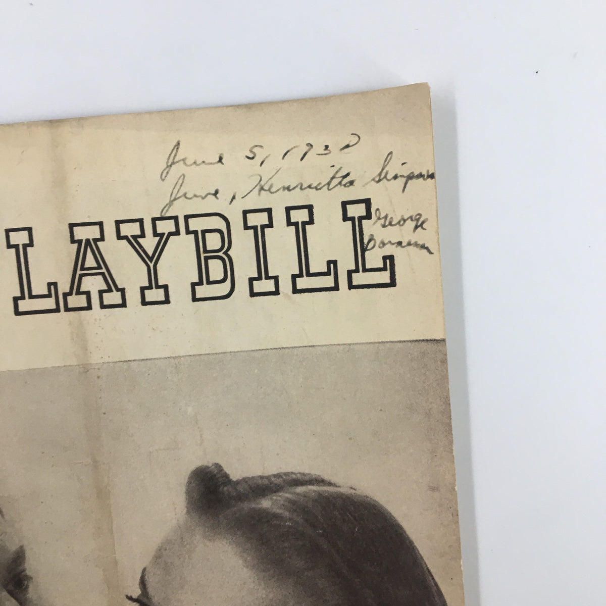 Detailed view of the 1938 Playbill from Sam S. Shubert Theatre for I Married An Angel, highlighting the cover and handwritten notes.