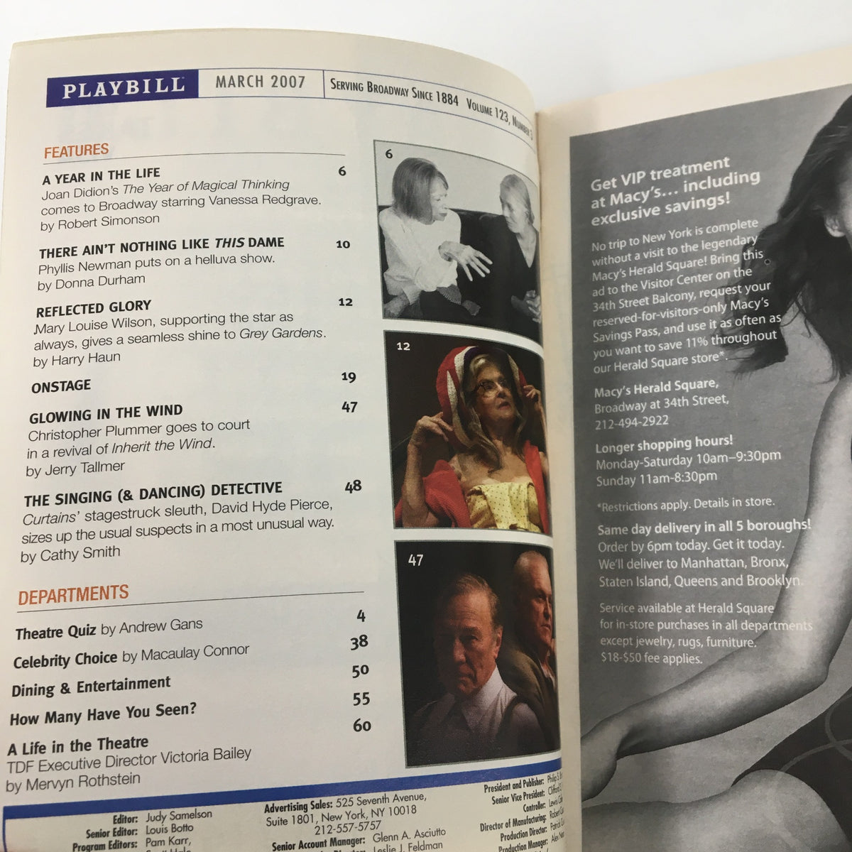 2007 Playbill Lincoln Center Theater The Coast of Utopia, showcasing interior pages with features and advertisements including a focus on theater events.