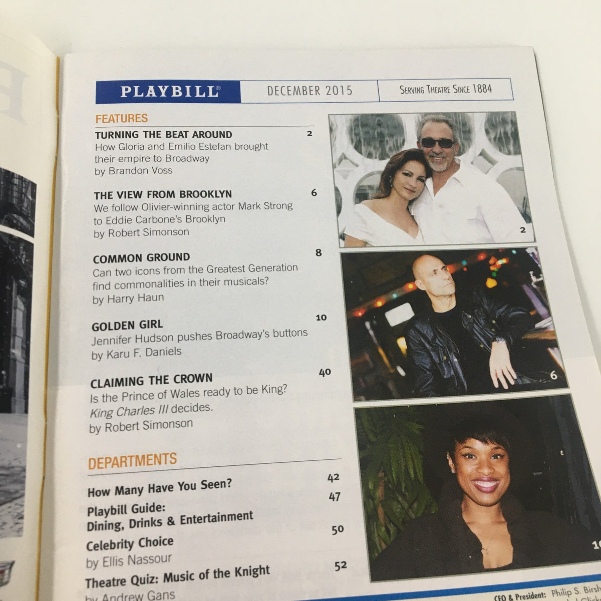 Inside page of the 2015 Playbill for The Gin Game featuring features and sections related to Broadway shows in December 2015.