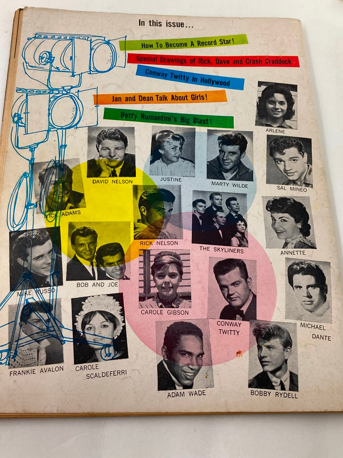 Back cover of VTG 16 Magazine June 1960 Vol 2 #4 highlighting various celebrities and topics featured within the magazine.