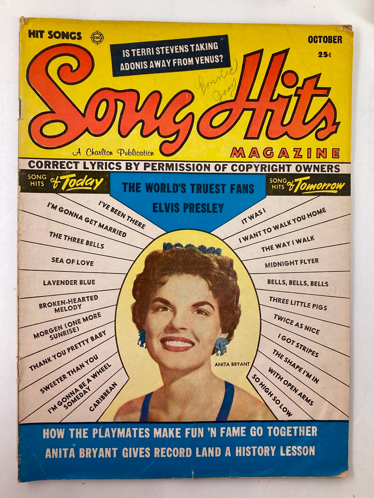 VTG Song Hits Magazine October 1959 Cover featuring Anita Bryant, showcasing hit songs of the era, and classic advertisements.