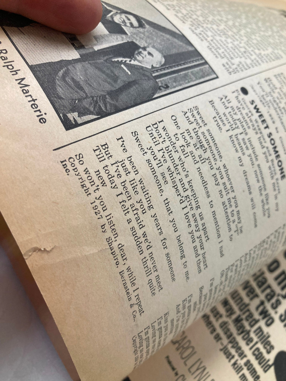 Interior page of VTG Song Hits Magazine October 1959 featuring text and a photo of Ralph Marterie with a discussion on music.