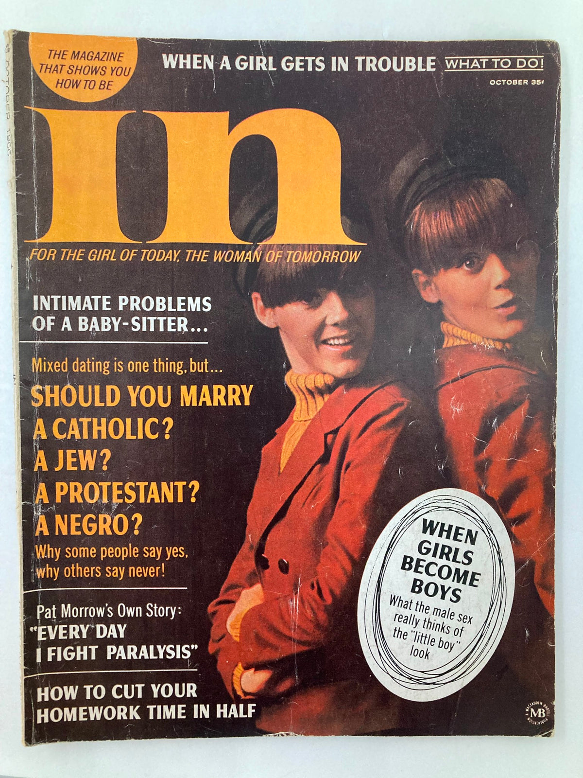 VTG IN Magazine October 1966, Volume 3 Issue 2 showcasing the cover with bold graphics, featuring articles on social issues and Pat Morrow's own story.