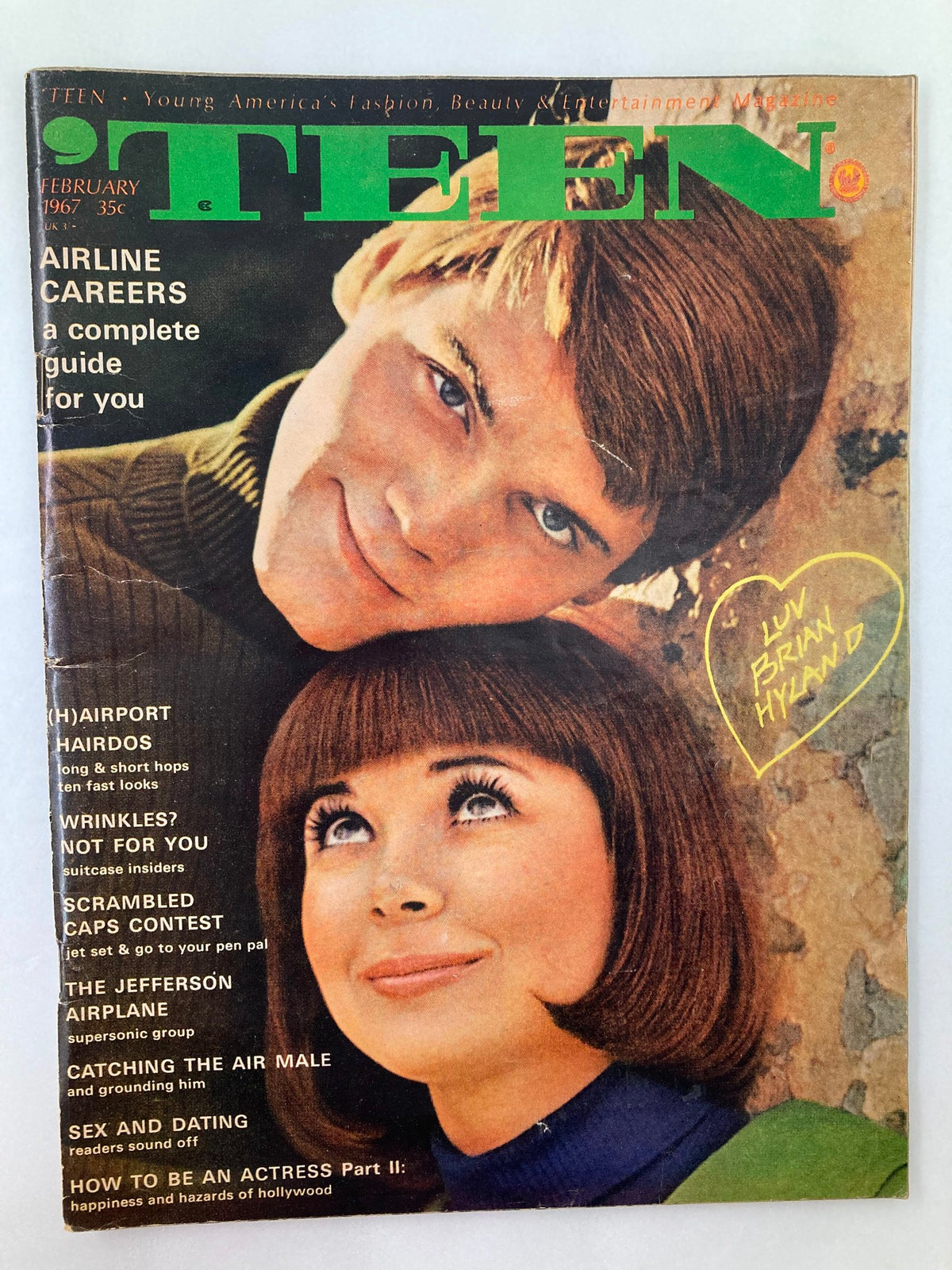 VTG Teen Magazine February 1967 Cover featuring Brian Hyland with a retro design and vintage fashion elements.