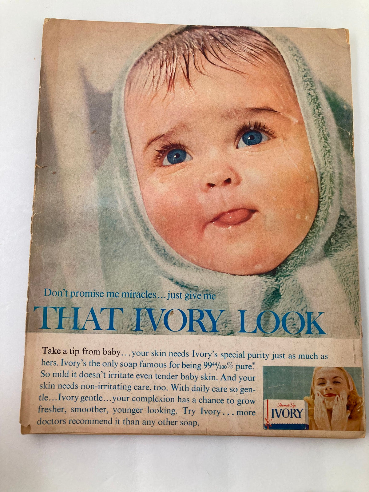Back cover image of the VTG TV Radio Mirror Magazine October 1963 featuring an advertisement for Ivory soap with a baby.