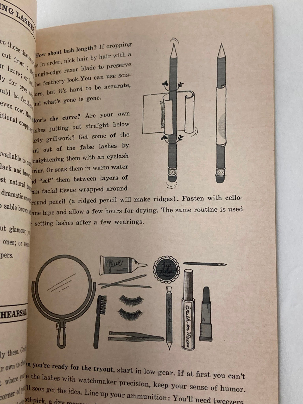 VTG 1968 Seventeen Catalog The Great Hair Put-on Wigs, Falls & Switches illustrating tools for lash styling, promoting beauty secrets from the '60s.