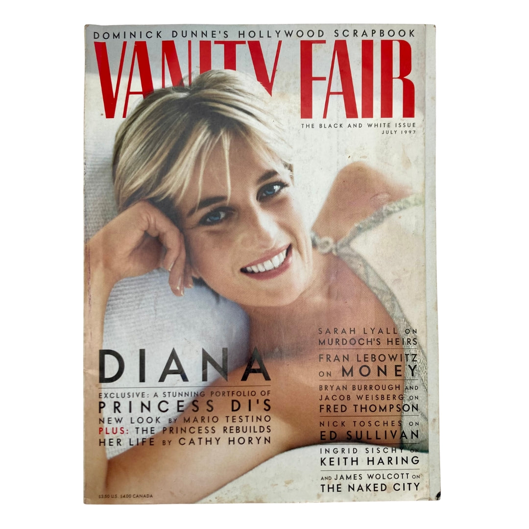 Cover of Vanity Fair Magazine, July 1997 featuring Diana, Princess of Wales with a stunning portfolio, capturing her iconic beauty and elegance.