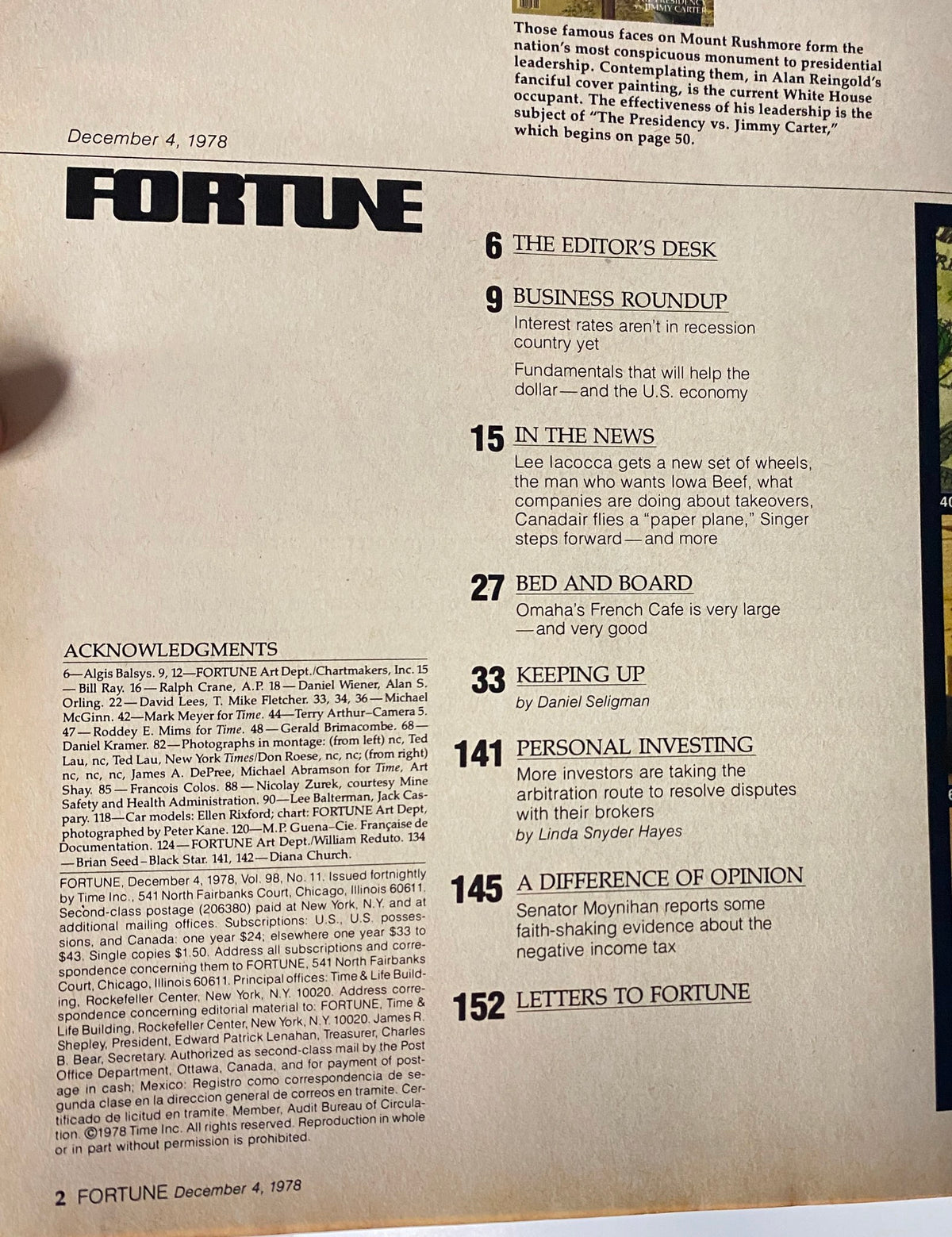 Fortune Magazine December 4, 1978 The Presidency vs. Jimmy Carter VG