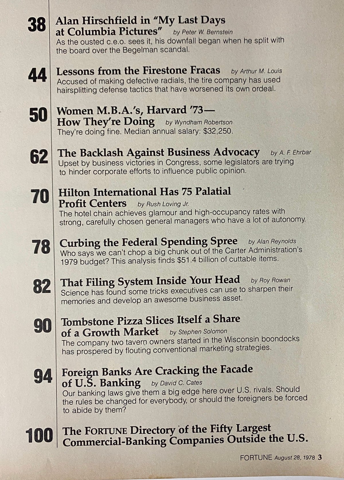 Fortune Magazine August 28, 1978 Cecilia Healy Herbert MBA Harvard '73 VG