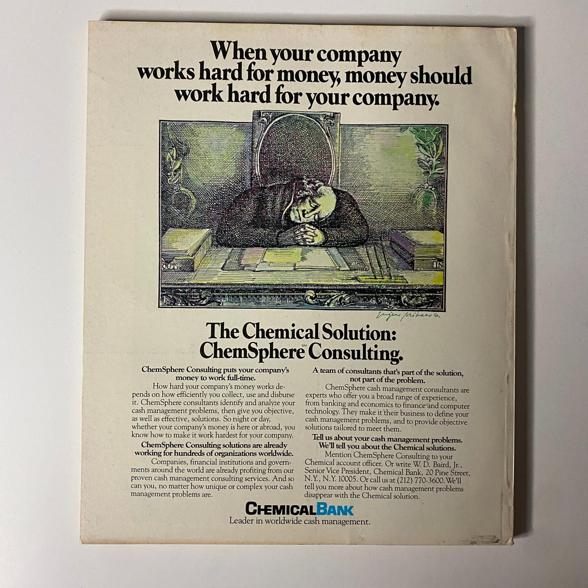 Back cover of Fortune Magazine June 16, 1980 featuring an advertisement for ChemSphere Consulting by Chemical Bank. This vintage magazine reflects business practices and financial strategies of the time.