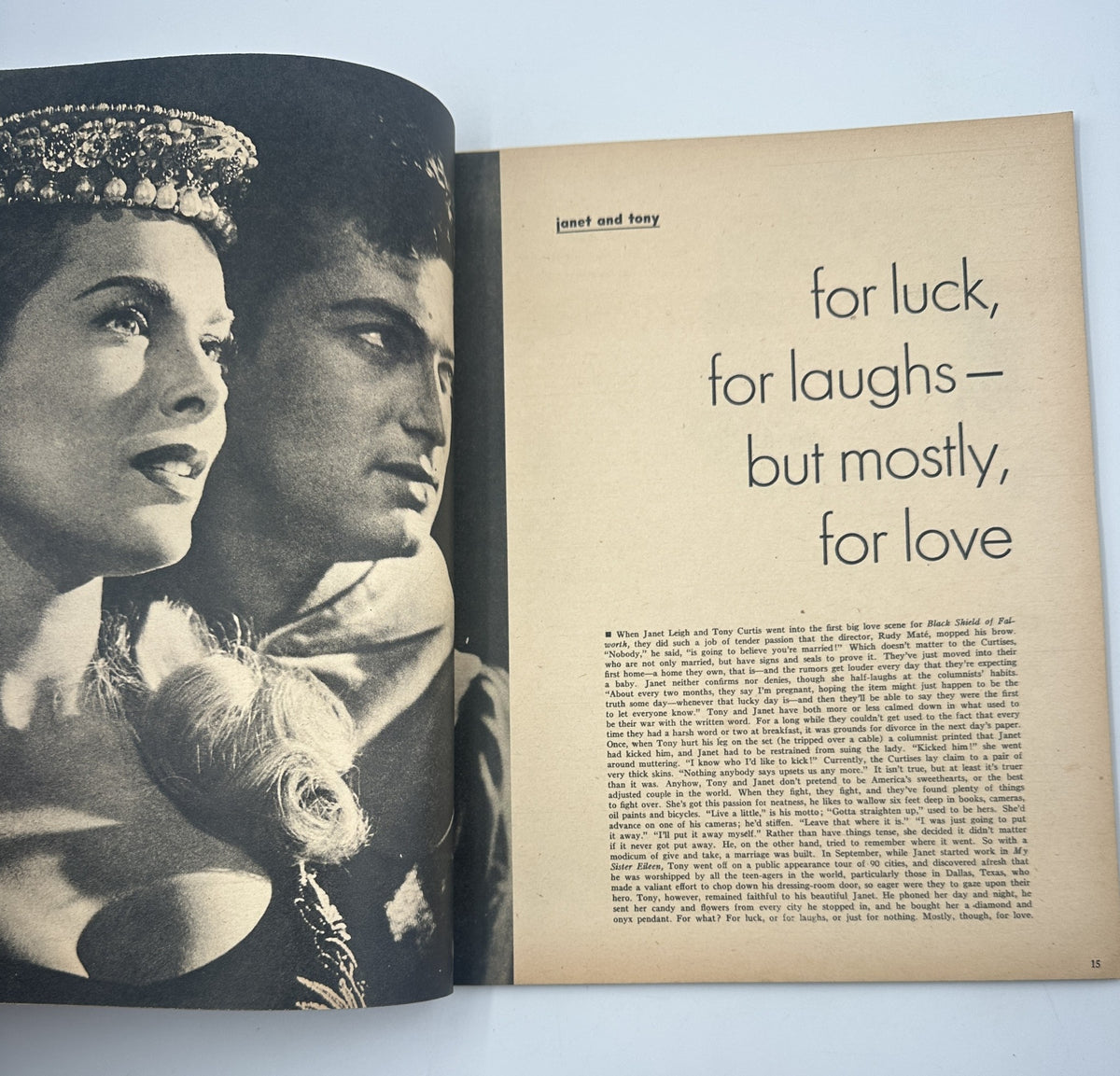 Another inside page from Screen Album Magazine February 1955 with a featured article focusing on love and laughter.