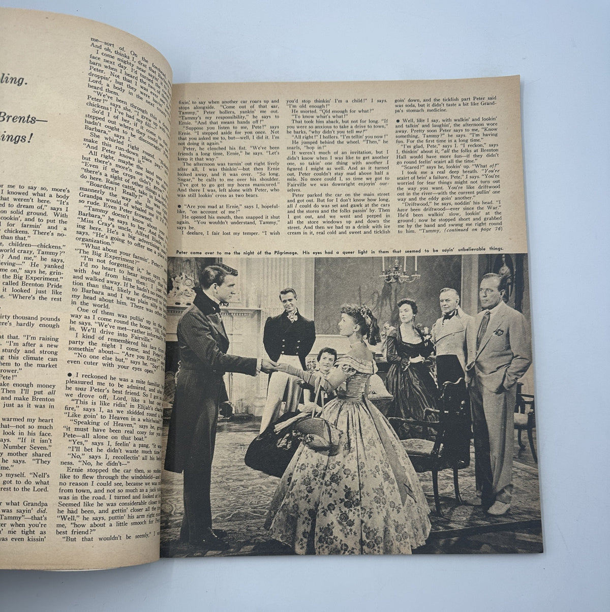 Interior page of 'Screen Hits Magazine' 1957 showcasing a scene from 'An Affair to Remember' featuring Deborah Kerr and Cary Grant, emphasizing nostalgic cinema.