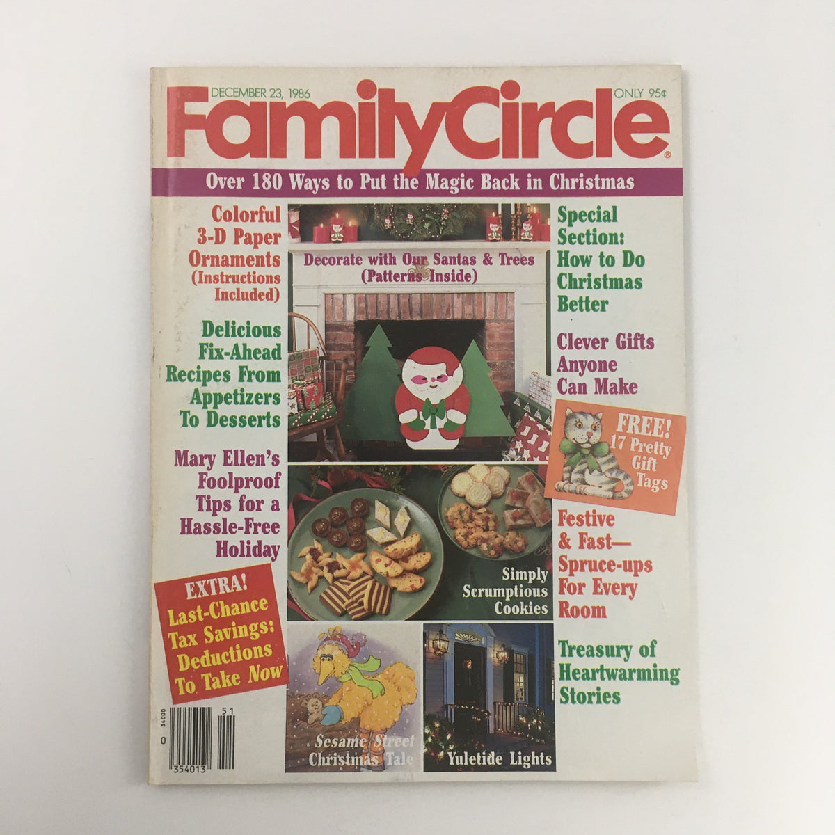 Cover of Family Circle Magazine December 23 1986 featuring the headline 'Over 180 Ways to Put the Magic Back in Christmas' with festive ideas, recipes, and crafts for the holiday season.