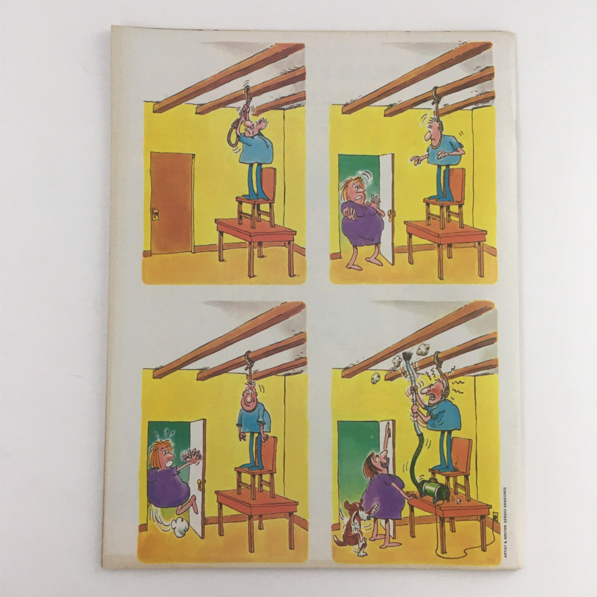Back cover of Mad Magazine March 1982 No. 229, displaying a comedic cartoon strip with colorful illustrations and quirky scenarios.