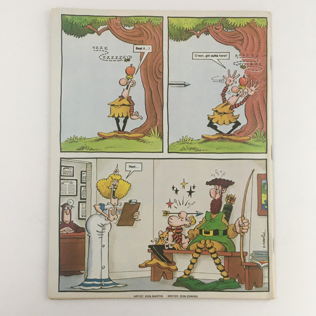 Interior cartoon page from Mad Magazine September 1983, featuring a comic strip by artist Don Martin. The comic humorously depicts a scenario with a character in a tree and a humorous interaction with a woman holding a clipboard, capturing the witty style characteristic of this vintage magazine.