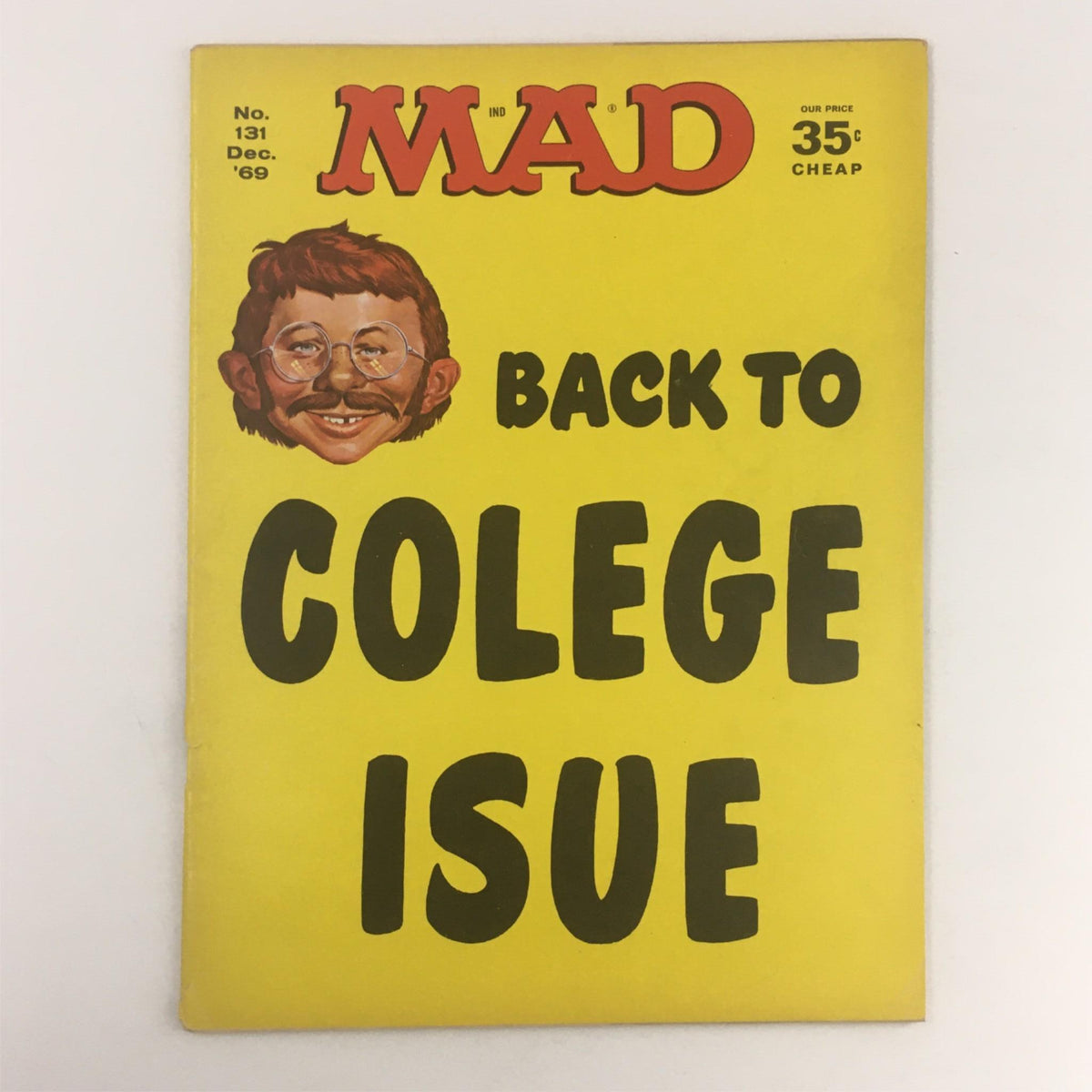 Cover of Mad Magazine December 1969 No. 131, featuring a humorous illustration related to the 'Back to College Issue' with a cartoon character and bold text.