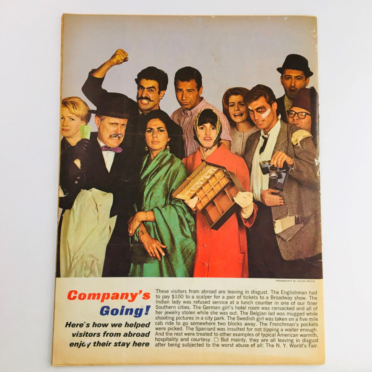 Back cover of Mad Magazine March 1965 No. 93, titled 'Company's Going!', depicting a group of diverse characters with exaggerated expressions and costumes, highlighting satirical humor and social commentary typical of the magazine's style.