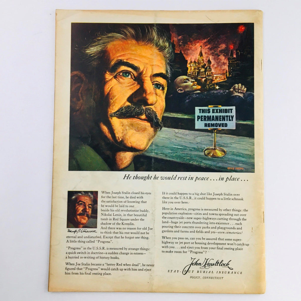 Back cover of Mad Magazine June 1962 No. 71 featuring artwork and text related to Joseph Stalin, with a humorous twist on political themes.