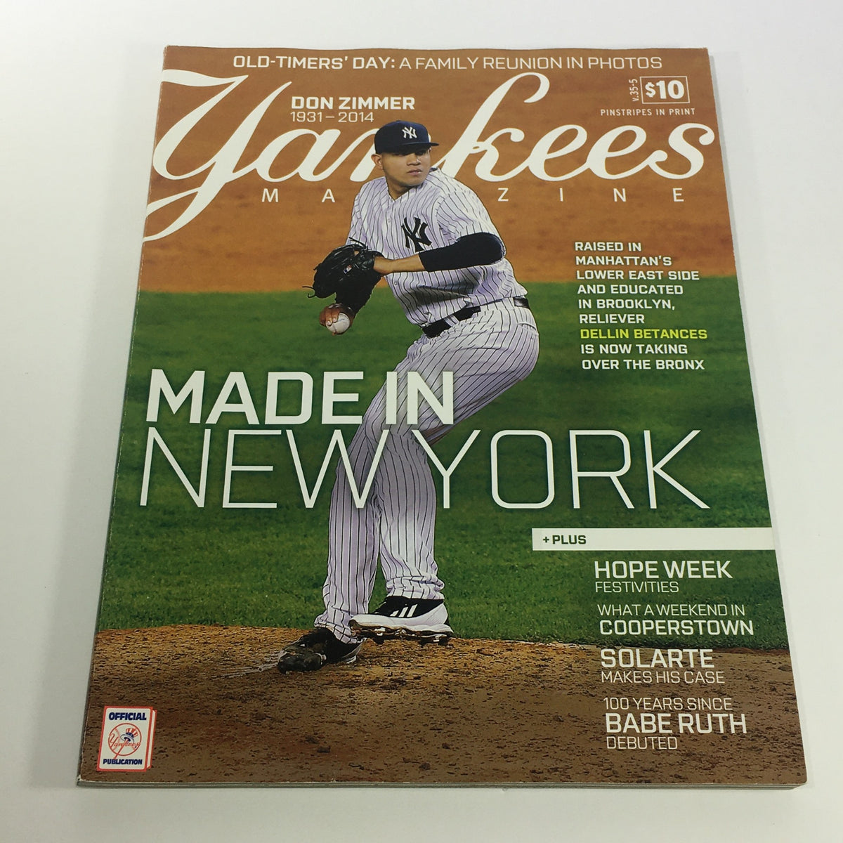 Yankees Magazine: July 2014 Volume #35-5 featuring Dellin Betances, showcasing baseball culture and history, with a focus on iconic New York Yankees moments.