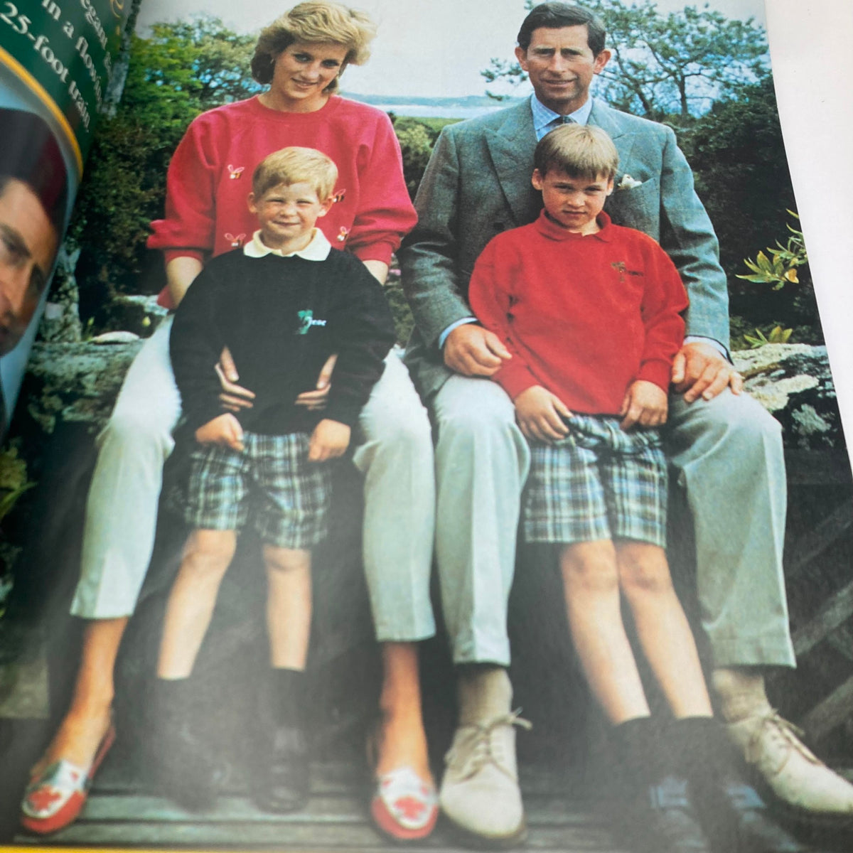 Family photograph featuring Princess Diana with Prince Charles and their children, Prince Harry and Prince William, capturing a tender moment in their lives. People Weekly Magazine September 22 1997 Goodbye, Princess Diana.