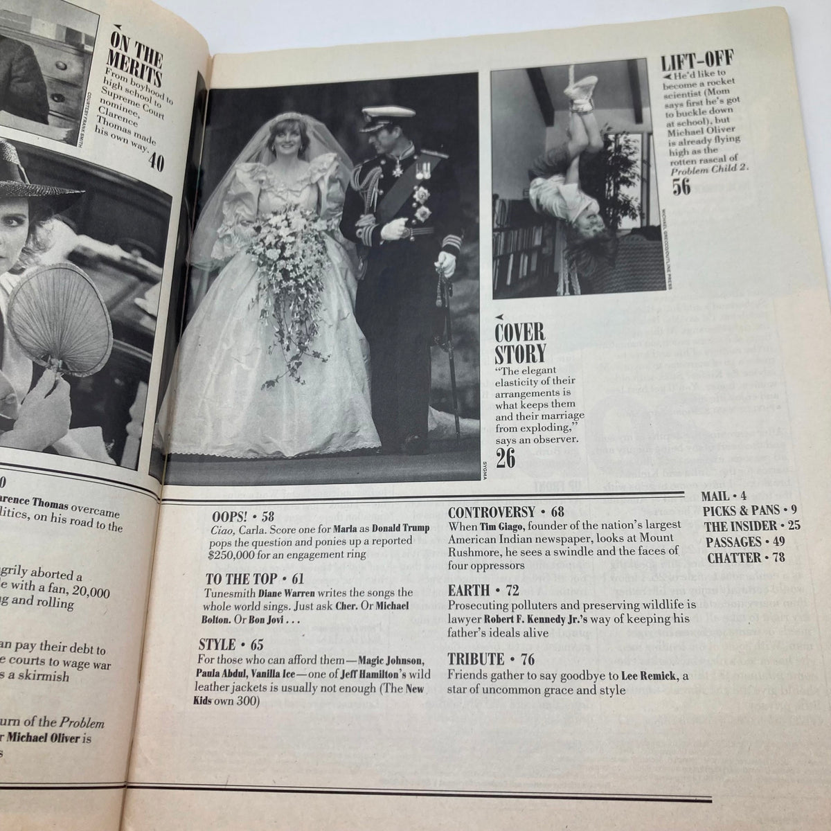 Content page from People Weekly Magazine July 22 1991, featuring features and articles including the story of Prince Charles and Princess Diana's marriage.