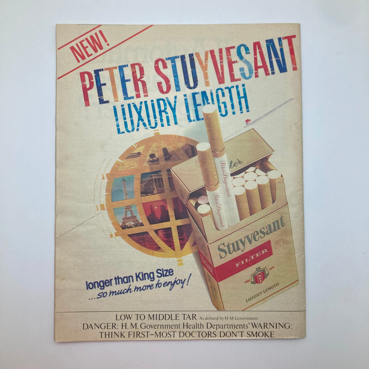 Advertisement page from Woman's Realm Magazine August 1 1981, promoting Peter Stuyvesant cigarettes with classic design and branding.