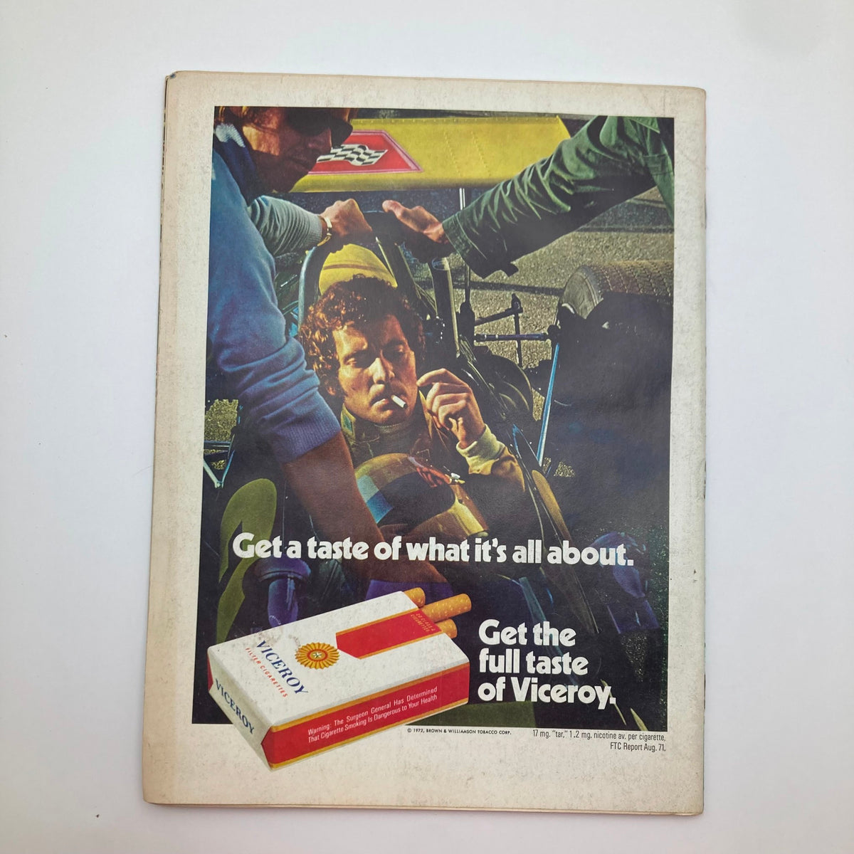 Back cover of Sports Illustrated Magazine from January 24, 1972, featuring an advertisement for Viceroy cigarettes.