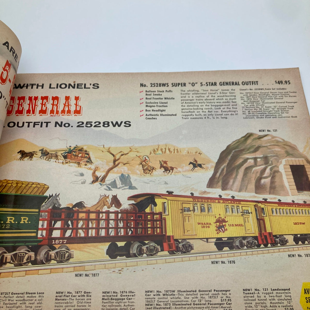 Final interior page of the 1959 Lionel Model Railroad Train 'O27' Super 'O' and Ho Catalog highlighting the '5-Star General Outfit' with vivid train illustrations.