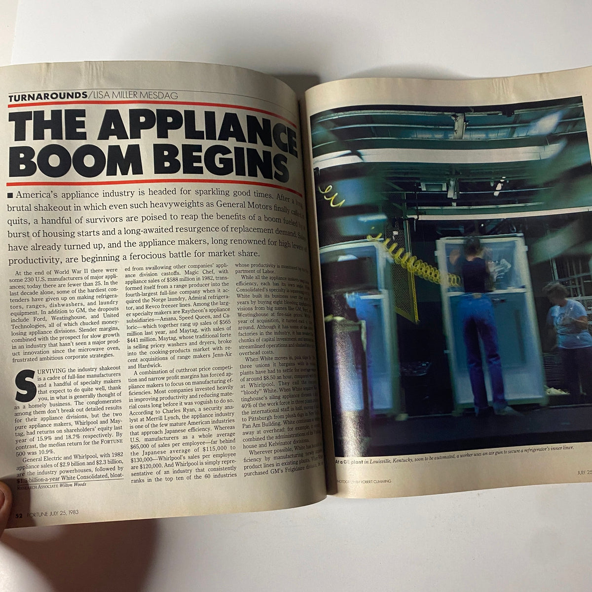 Fortune Magazine July 25, 1983 article titled 'The Appliance Boom Begins,' featuring an in-depth discussion on the resurgence of the appliance industry in the early 1980s.