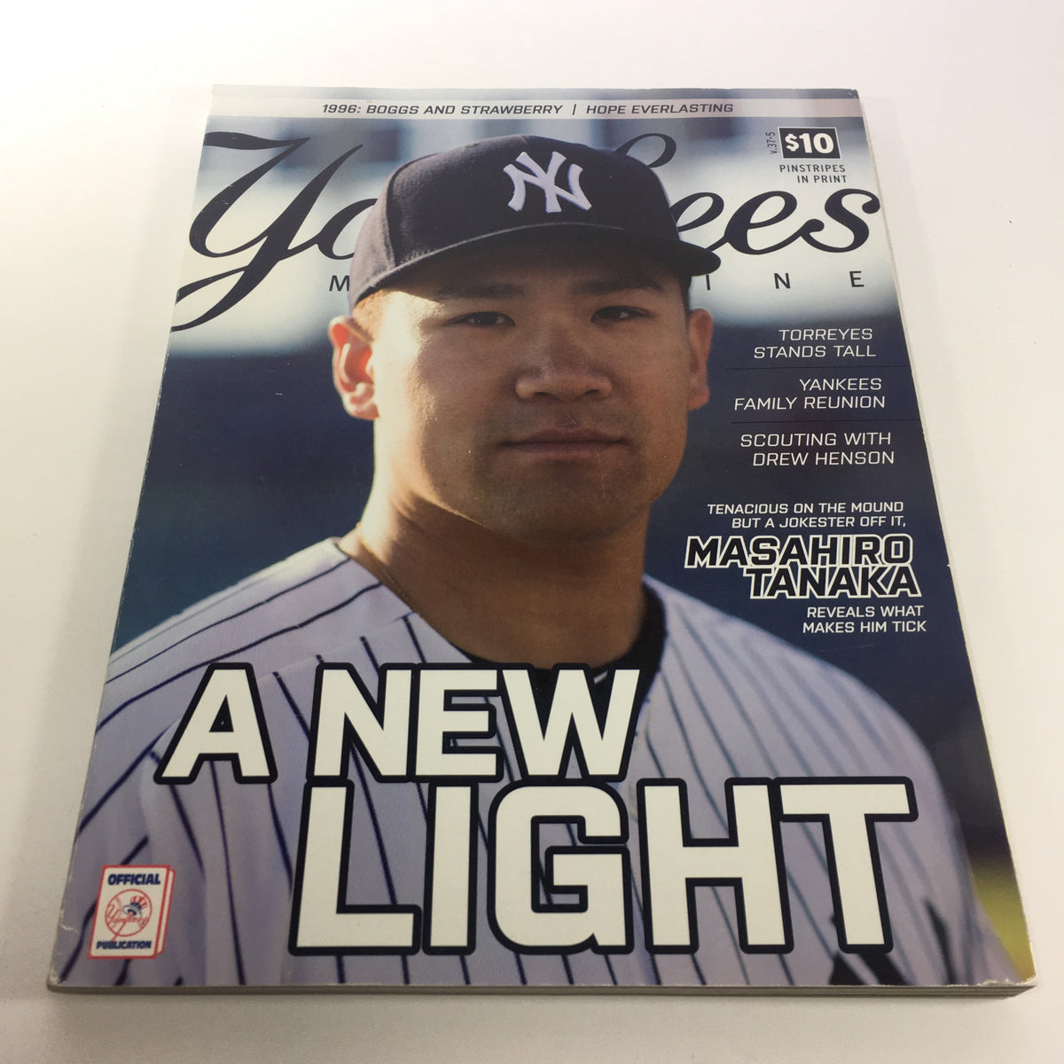 Cover of Yankees Magazine: July 2016 Volume #37-5 featuring Masahiro Tanaka with the headline 'A New Light', showcasing the pitcher in a Yankees uniform against a clean background.