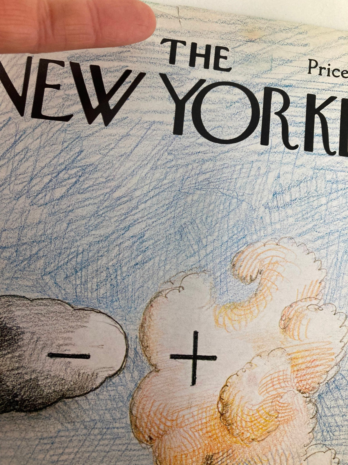 COVER ONLY The New Yorker April 7 1975 Clouds by Saul Steinberg, highlighting detailed artwork of clouds and a character, representing classic illustration style.