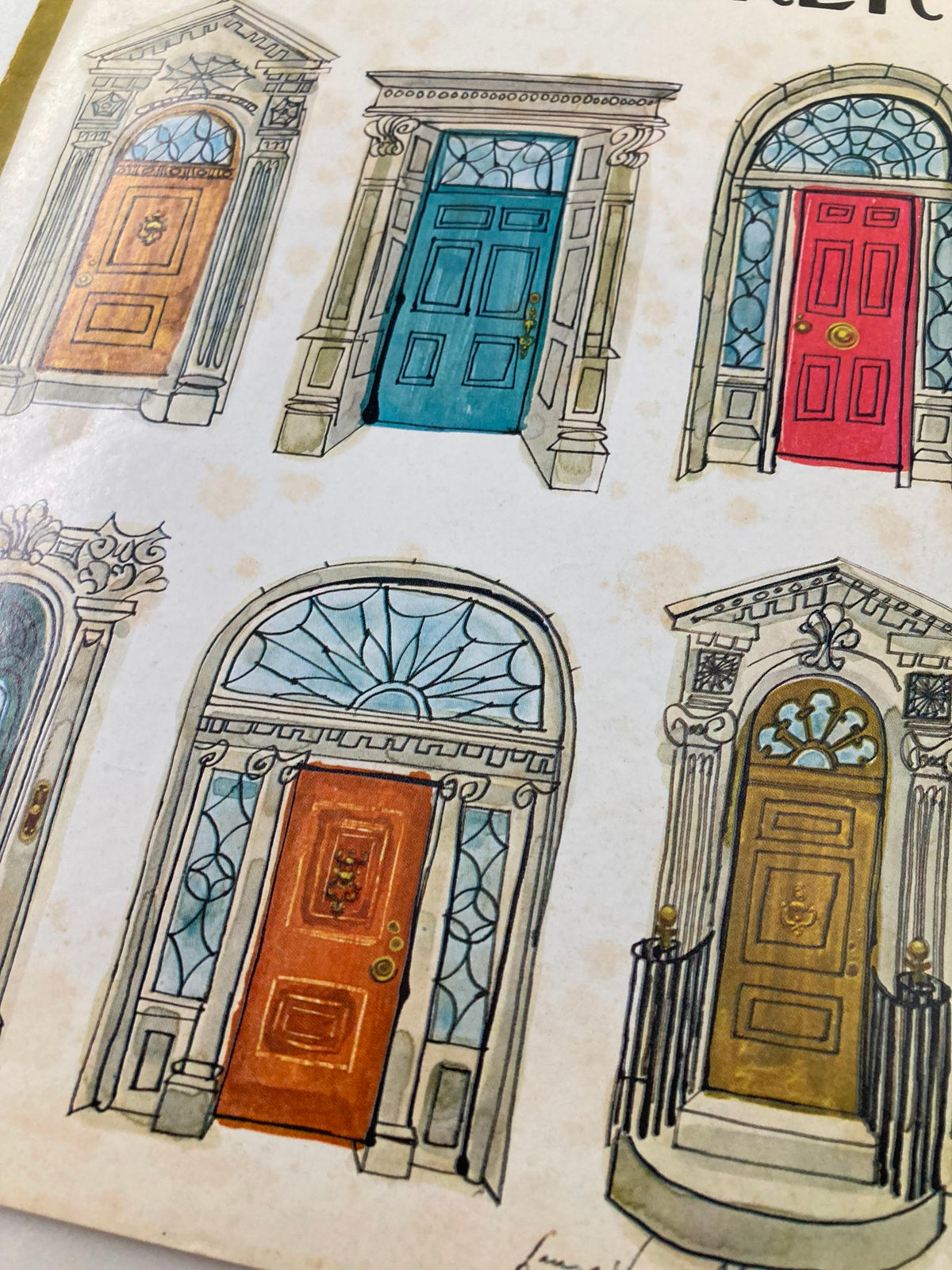 Close-up of The New Yorker cover dated July 16, 1979, highlighting detailed drawings of doors in different colors by Laura Jean Allen.