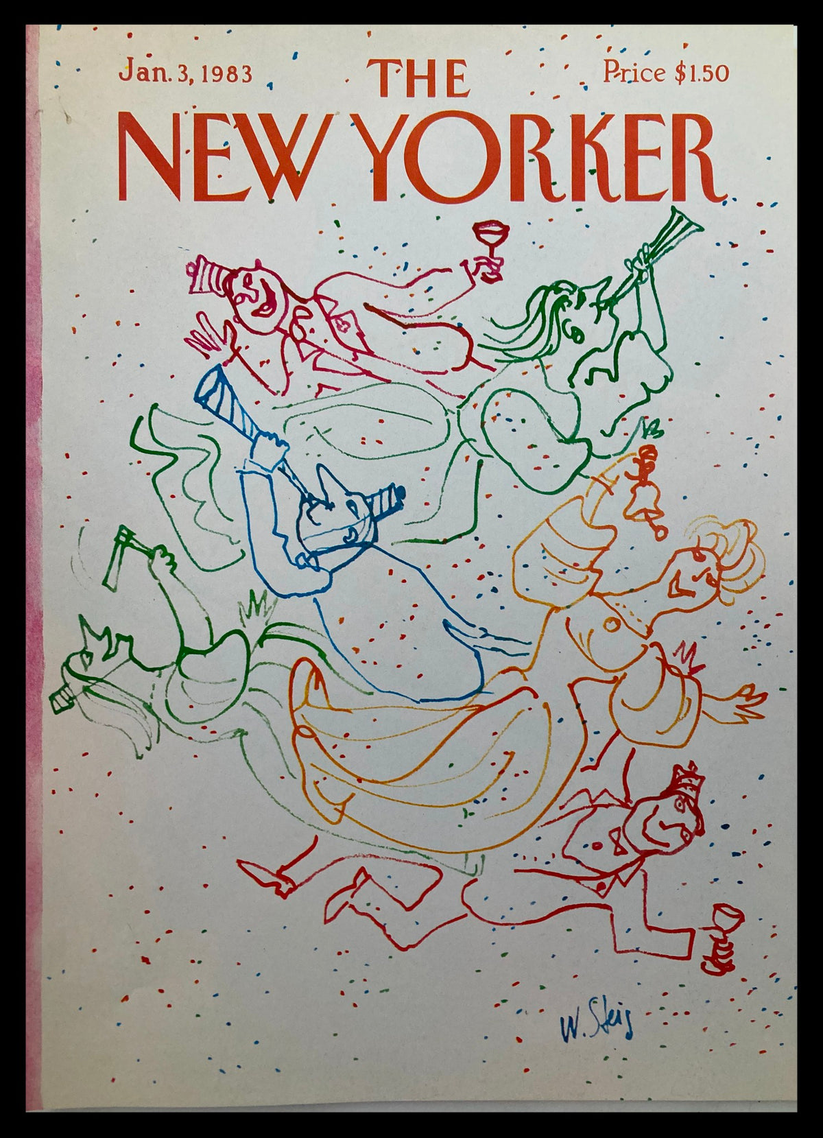 COVER ONLY The New Yorker January 3 1983 Party by William Steig featuring colorful illustrations of a lively party scene with whimsical characters celebrating.