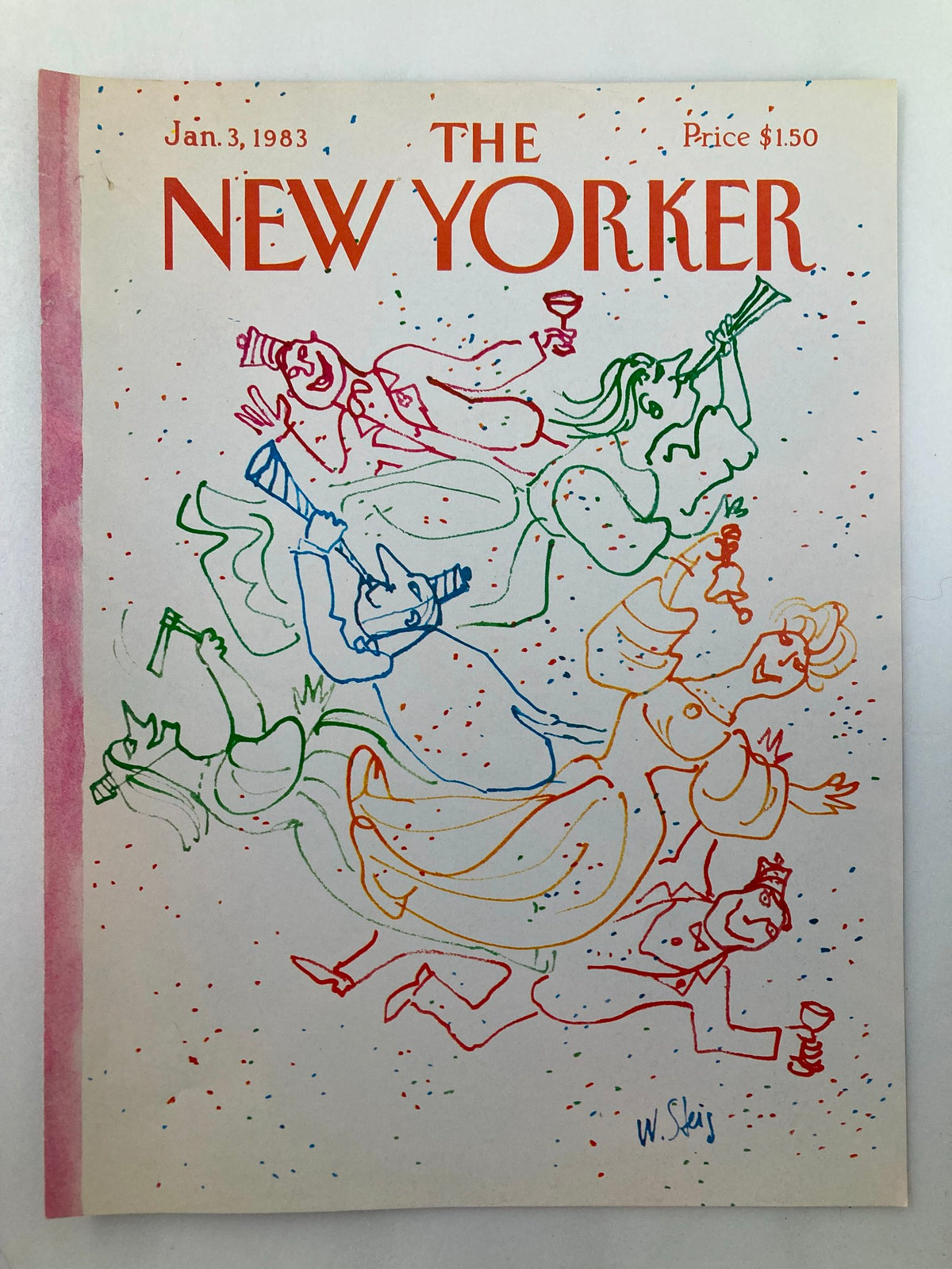 COVER ONLY The New Yorker January 3 1983 Party by William Steig depicting a festive party atmosphere with vibrant illustrations and playful characters.