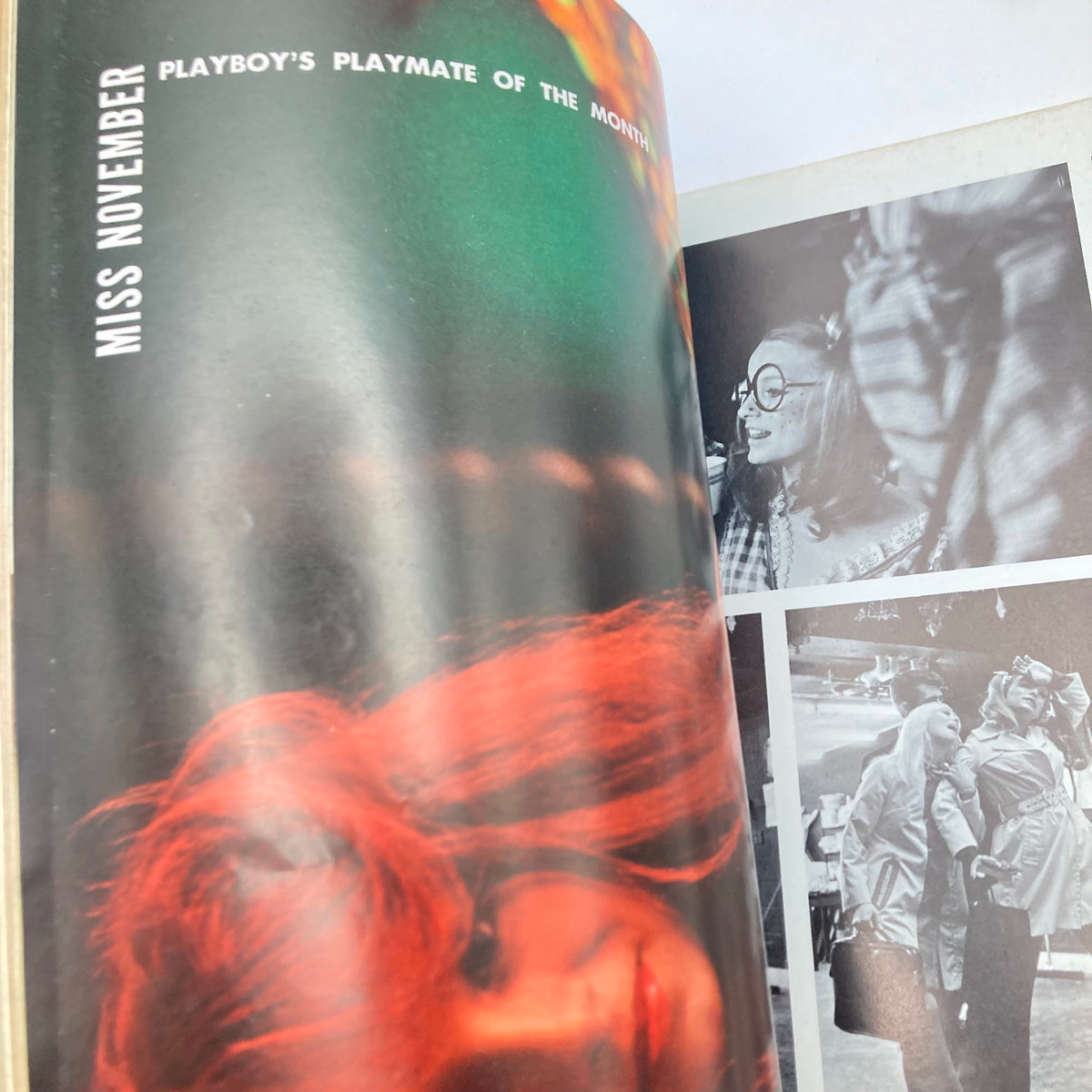 Inside page of Playboy Magazine November 1969 showcasing the Playmate of the Month feature with vibrant images reflecting the cultural essence of the late '60s.