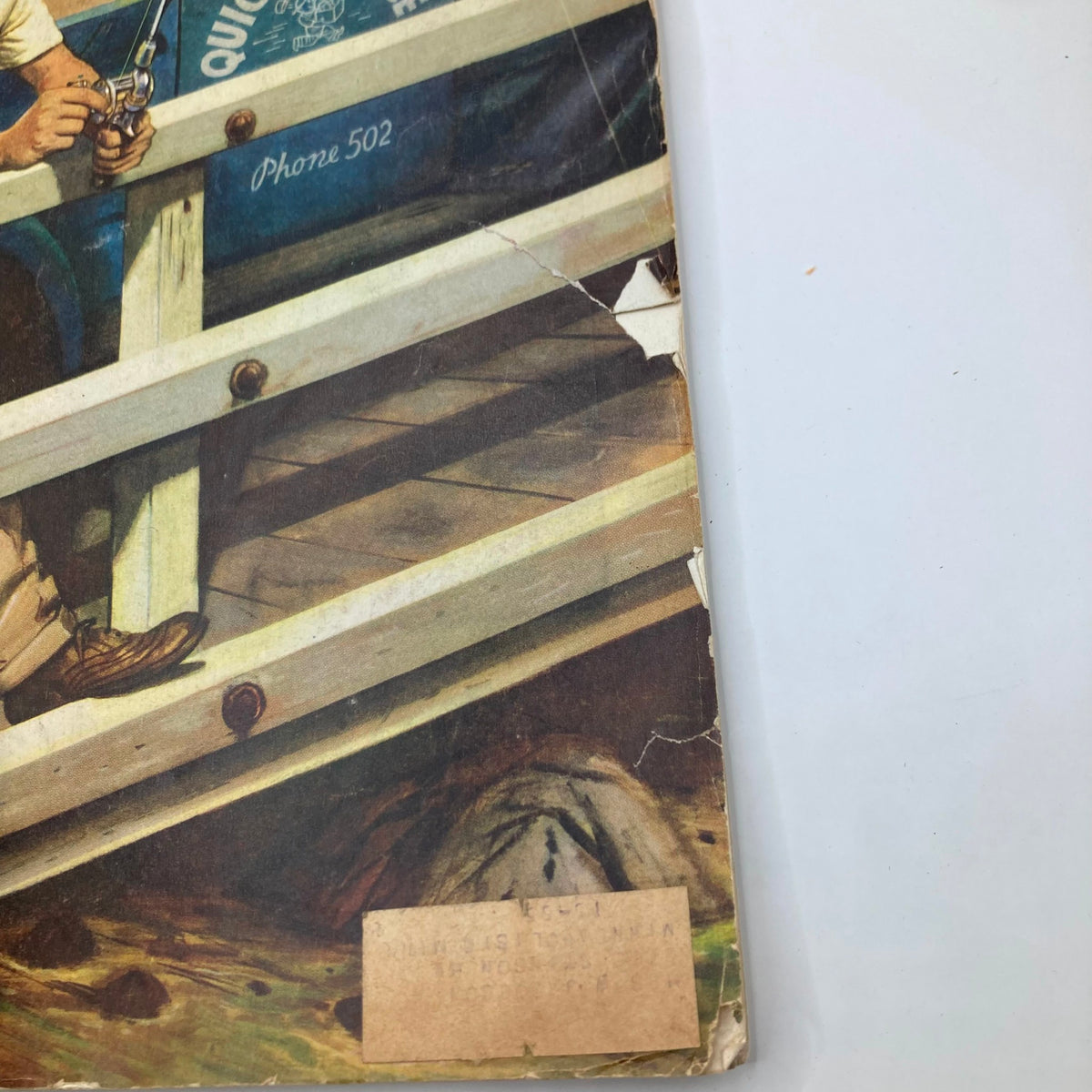 Close-up of the cover of Saturday Evening Post Magazine from May 9, 1953, featuring the artwork 'Jack Dull Boy' by Stevan Dohanos with visible wear and tear.