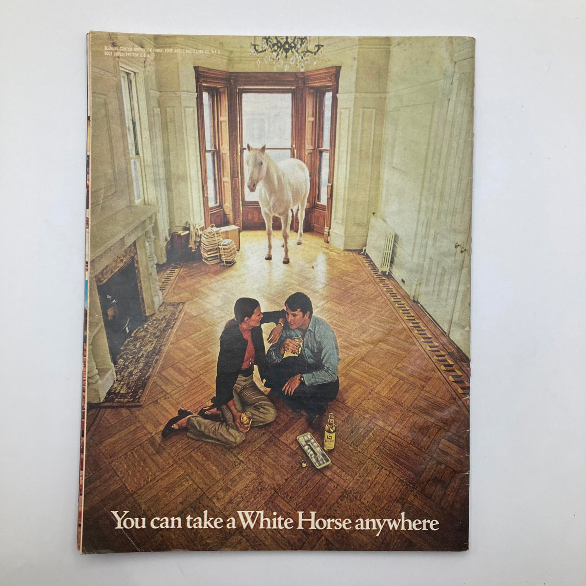 Cover of the July 24, 1972 issue of Newsweek magazine, showcasing a unique and surreal image of a white horse inside a room with two individuals on the floor, conveying a striking visual related to the era and thematic elements in the publication.