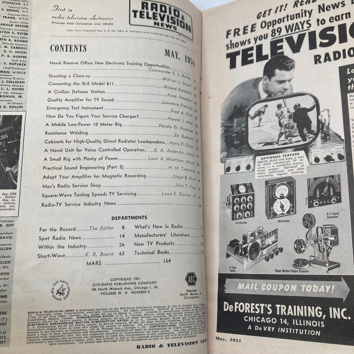 Vintage Radio & Television News Magazine May 1951 Vaughn Monroe Show No Label