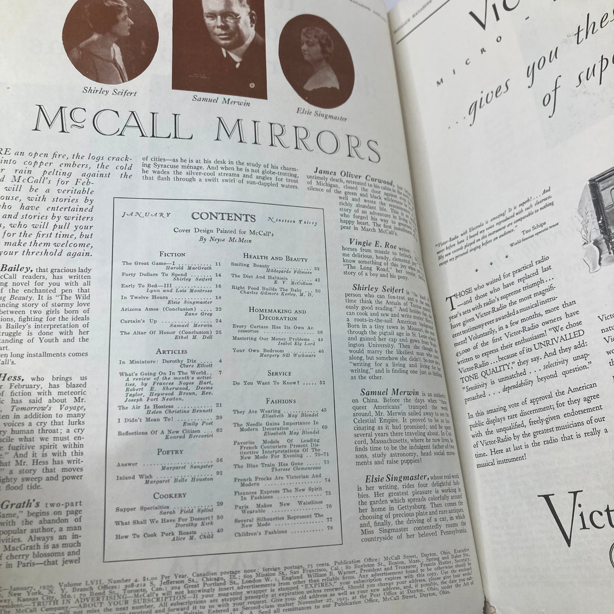 Vintage McCall's Magazine January 1930 The Great Game by Harold MacGrath