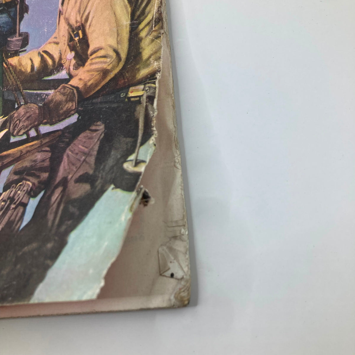 Side view of the Saturday Evening Post Magazine from October 4, 1952, showing wear and tear that adds to its vintage charm.