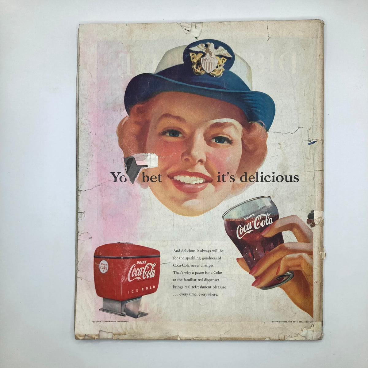 Back cover of the Saturday Evening Post Magazine from October 4, 1952, featuring a nostalgic Coca-Cola advertisement with a smiling woman.