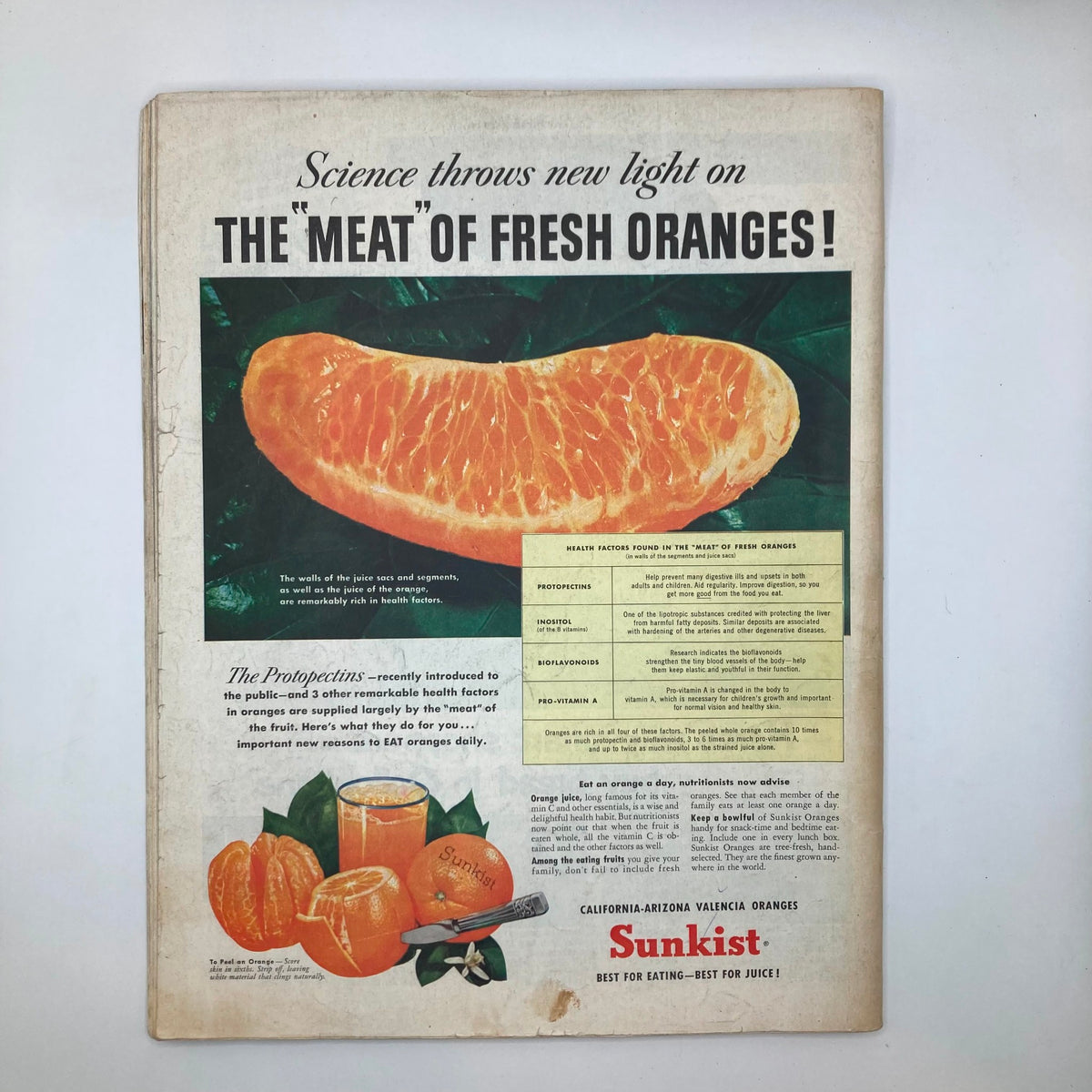 Advertising page from Saturday Evening Post Magazine June 6, 1953 promoting Sunkist oranges, reflecting mid-20th century health and nutrition themes.
