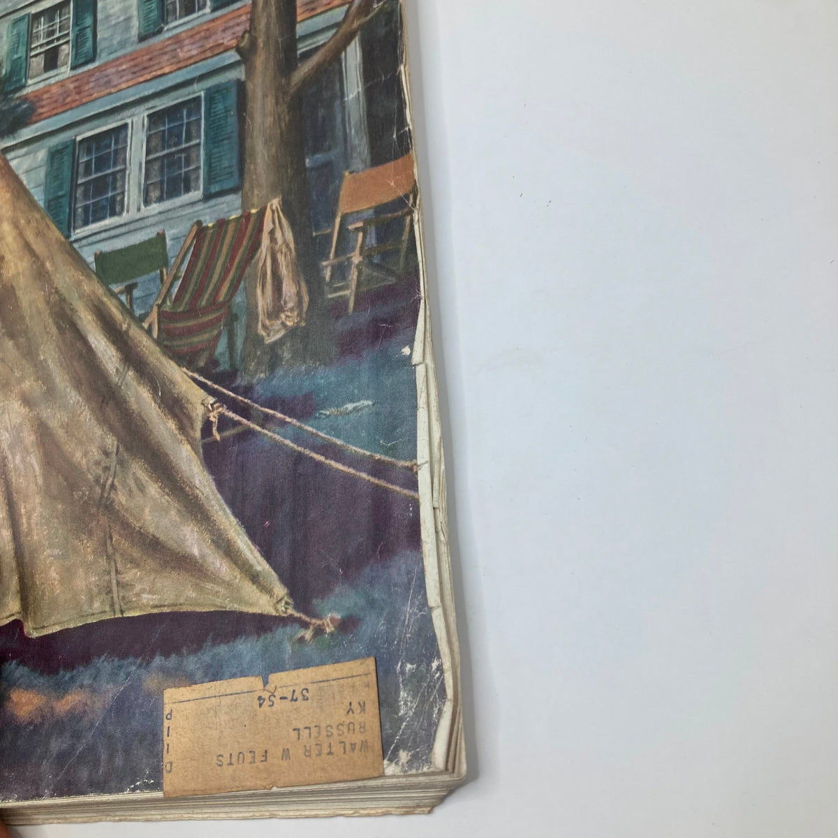 Close-up side view of the September 5, 1953, Saturday Evening Post Magazine cover showing details of the illustration 'Outdoor Sleep' and magazine condition.