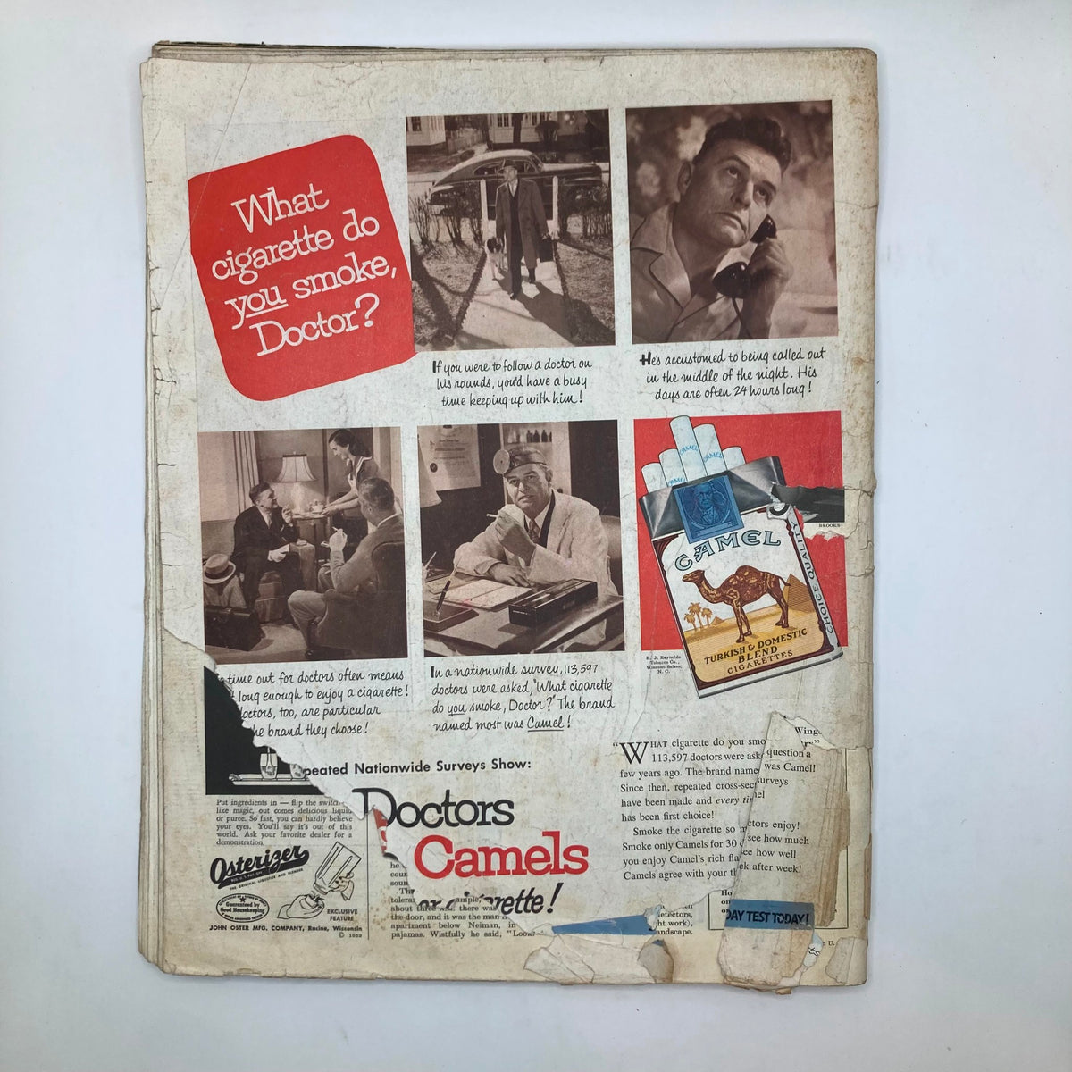 Back cover of the Saturday Evening Post Magazine, May 10, 1952, featuring vintage advertisements including Camel cigarettes, showcasing a nostalgic look into 1950s advertising.