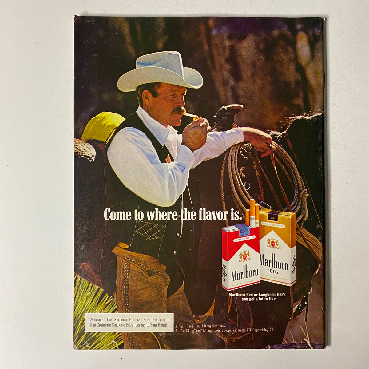 Back cover of Esquire Magazine October 24, 1978 showcasing a Marlboro advertisement featuring a cowboy with a lasso.