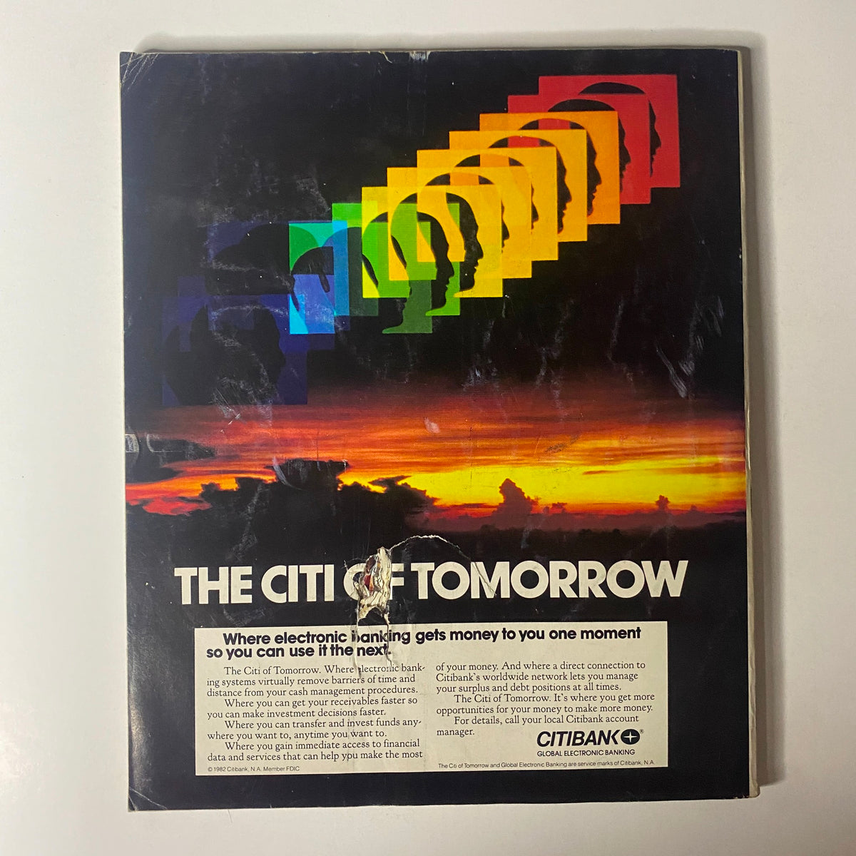Back cover of Fortune Magazine from October 18, 1982, featuring an advertisement for Citibank titled 'The Citi of Tomorrow'.