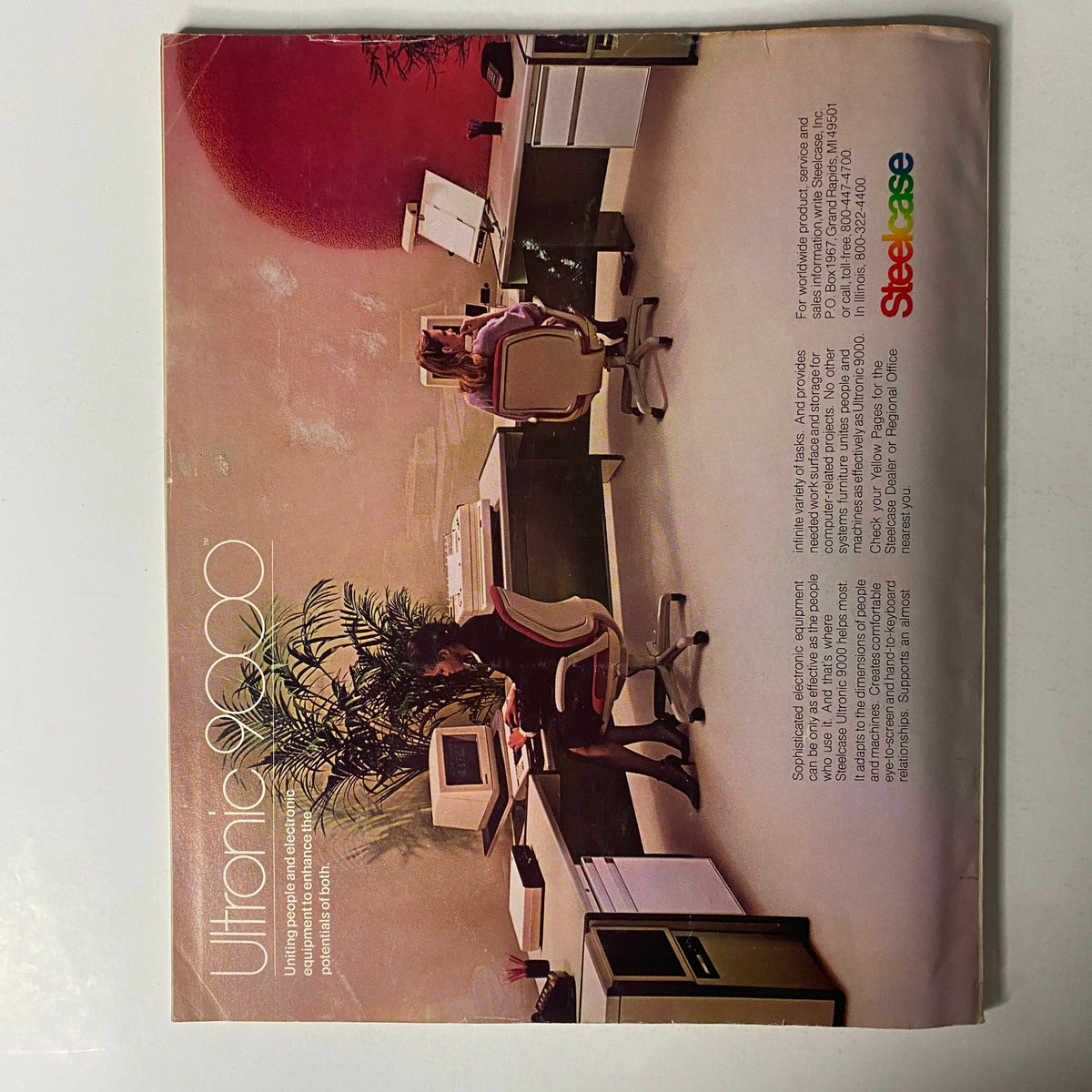 Fortune Magazine cover from February 22, 1982, featuring an article titled 'Ronald Reagan, The Budget Bind', showcasing a vintage office scene with modern furniture and technology, capturing the economic themes of the early 1980s.