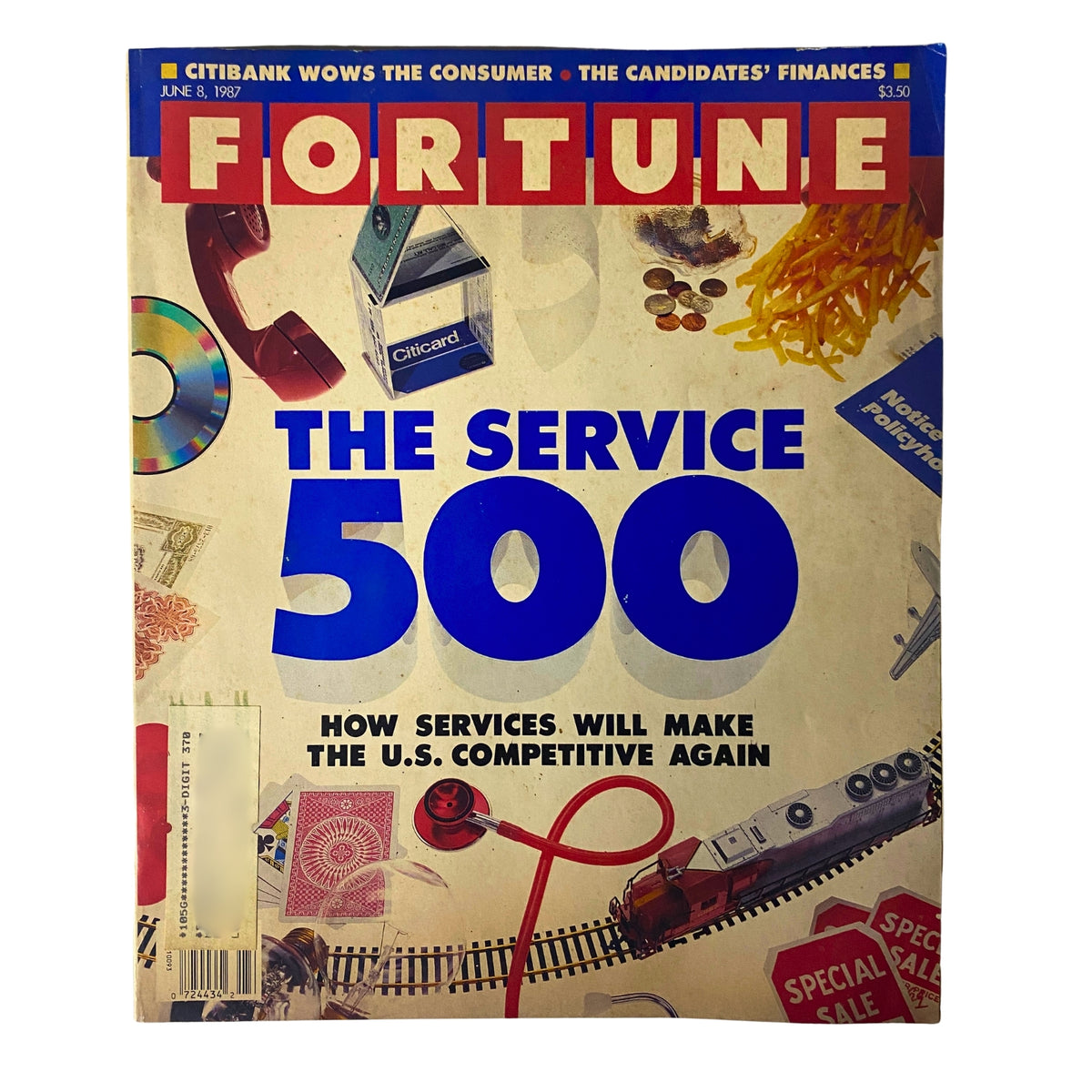 Cover of Fortune Magazine June 8, 1987, featuring the title 'The Service 500' and discussing how services will make the U.S. competitive again.